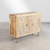Rosette Solid Mango Wood Sideboard | Living Room Storage Cabinet – Oakvello