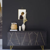 Jodhpur Black Solid Wood Sideboard | Bold Living Room Storage Cabinet – Oakvello