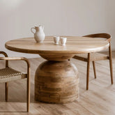 Macbet 140cm Round Solid Mango Wood Dining Table | Kitchen Furniture – Oakvello