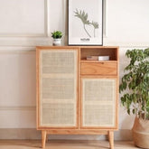 Natural Solid Wood & Cane Sideboard | Boho Living Room Storage – Oakvello