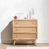 Rattan & Solid Wood Chest of Drawers | Boho Bedroom Storage Dresser – Oakvello
