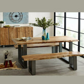 Jaipuri Natural Live Edge Large Dining Bench | Solid Wood Seating – Oakvello