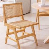 Lali Ash Wood & Rattan Dining Chair | Solid Wood Kitchen Seating – Oakvello
