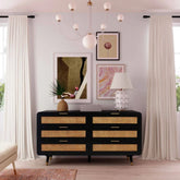 Lucia Rattan & Solid Wood Chest of Drawers | Boho Bedroom Dresser – Oakvello