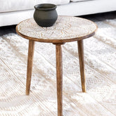 Tienga 45cm Round Solid Mango Wood Side Table | Living Room Accent Furniture – Oakvello