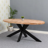 6-8 Seater Oval Solid Mango Wood Dining Table | Large Kitchen Furniture – Oakvello