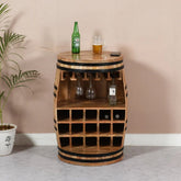 Jaipuri Natural Mango Wood Barrel Wine Bar Cabinet | Home Bar Storage – Oakvello