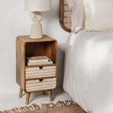 2-Drawer Solid Mango Wood Bedside Table | Bedroom Nightstand – Oakvello