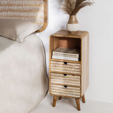 3-Drawer Solid Mango Wood Bedside Table | Bedroom Nightstand – Oakvello