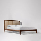 Cane Rattan Bed | Solid Wood Boho Bedroom Furniture – Oakvello