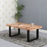 Merlin Solid Mango Wood & Metal Coffee Table | Living Room Furniture – Oakvello