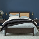 Jodhpur Cane Rattan Bed | Handcrafted Solid Wood Bedroom Furniture – Oakvello