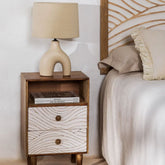 Solid Mango Wood Bedside Table | Warm Finish Bedroom Nightstand – Oakvello