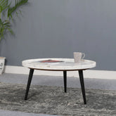 Jaipuri York Marble Top Coffee Table with Metal Legs | Living Room Furniture – Oakvello