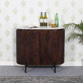 Jodhpuri Mango Wood Drinks Cabinet & Sideboard | Marble Top & Metal Legs – Oakvello