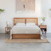 Jodhpur Premium Rattan & Solid Wood Single Bed | Handcrafted Bedroom Furniture – Oakvello
