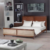 Jodhpur Solid Wood Bed with Cane | Handcrafted Rattan Bedroom Furniture – Oakvello