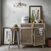 Solid Wood Side Cabinet with 2 Doors & Drawers | Living Room Storage – Oakvello