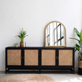 4-Door Black Sideboard | Bold Storage Cabinet for Living Room – Oakvello