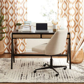 Rattan & Solid Wood Study Desk | Boho Home Office Writing Table – Oakvello