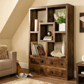 Quinton Solid Mango Wood Bookcase | Living Room Display Storage – Oakvello