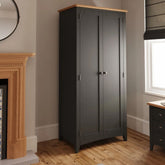 Solid Wood 2-Door Full Hanging Wardrobe | Bedroom Storage Furniture – Oakvello