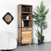 Jodhpuri Solid Wood Storage Bookshelf with Metal Base | Living Room Display – Oakvello