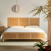 Rattan & Solid Wood Bed | Handcrafted Boho Bedroom Furniture – Oakvello