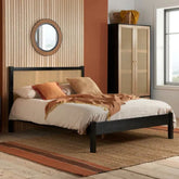 Wicker & Solid Wood Bed | Handcrafted Boho Bedroom Furniture – Oakvello