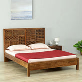 Teak Finish Solid Mango Wood Bed | Premium Bedroom Furniture – Oakvello