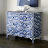 Blue Bone Inlay 4-Drawer Chest | Handcrafted Artisan Bedroom Storage – Oakvello