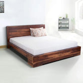 Walnut Solid Wood Queen Bed Without Storage | Premium Bedroom Furniture – Oakvello