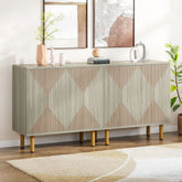 White Modern Solid Wood Sideboard | Contemporary Living Room Storage – Oakvello