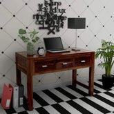 3-Drawer Solid Sheesham Wood Study & Laptop Table | Teak Finish Home Office Desk – Oakvello