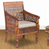 Antique Look Solid Sheesham Wood Seating Chair | Heritage Accent Chair – Oakvello