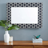 Black Honeycomb Bone Inlay Mirror | Handcrafted Artisan Wall Decor – Oakvello