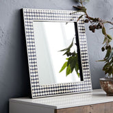 Black Bone Inlay Drop Mirror | Handcrafted Artisan Wall Decor – Oakvello