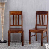 Solid Sheesham Wood Dining Chair Set of 2 | Standard Kitchen Seating – Oakvello