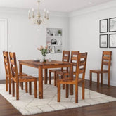 Jaipuri 6-Seater Solid Sheesham Wood Dining Set | Kitchen Furniture – Oakvello