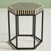 Black Bone Inlay Side Table | Handcrafted Artisan Living Room Accent – Oakvello