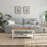 Natural & White Solid Wood Coffee Table | Two-Tone Living Room Furniture – Oakvello