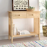 2-Drawer Solid Wood Console Table | Entryway & Hallway Furniture – Oakvello