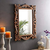 60x45cm Handcrafted Solid Wood Wall Mirror | Living Room & Bathroom Decor – Oakvello