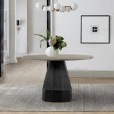 Solid Wood Round Dining Table with Pedestal Base | Kitchen Furniture – Oakvello