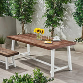 Solid Teak Wood Dining Table with Rustic Metal Finish | Industrial Kitchen Furniture – Oakvello