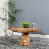 Jodhpuri Mushroom Style Round Mango Wood Coffee Table | Living Room Accent – Oakvello