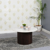 Solid Mango Wood Coffee Table with Marble Top | Living Room Furniture – Oakvello