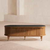 Black Marquina Marble Media Unit | Luxury TV Console & Living Room Storage – Oakvello