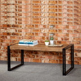 Industrial Solid Wood Coffee Table | Metal Frame Living Room Furniture – Oakvello