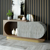 Black & White Bone Inlay Sideboard | Handcrafted Artisan Living Room Storage – Oakvello